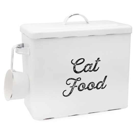 Farmhouse Cat Food Container (White) - sh2392ah1