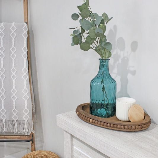 Rustic Beaded Wood Tray Set (Set of 2, Antique Brown) - sh2399ah1