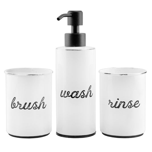 Farmhouse Bathroom Accessories Set (3-Piece Set, White) - sh2429ah1