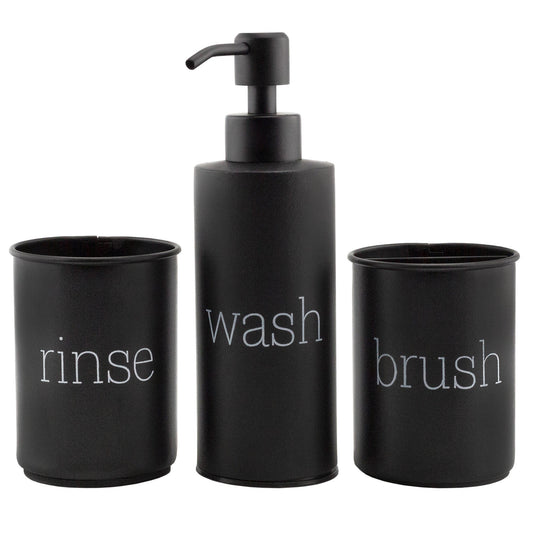 Farmhouse Bathroom Accessories Set (3-Piece Set, Black) - sh2430ah1