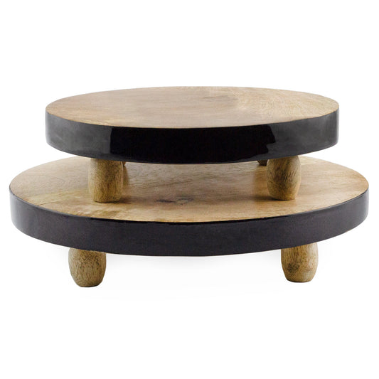 Farmhouse Round Wooden Risers (Set of 2, Black Trim) - sh2438ah1