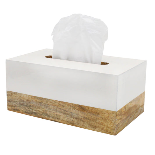 Rectangular Tissue Box Cover (Enamel/Mango Wood) - sh2472ah10