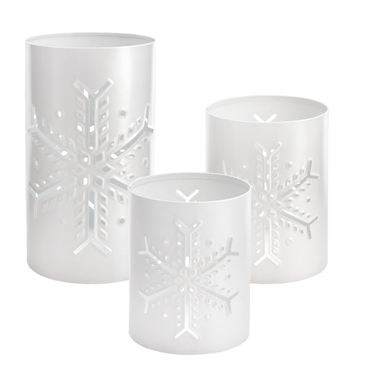 Snowflake Candle Lanterns for Pillar Candles (Set of 3) - sh2496ah1