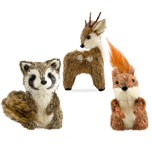 Woodland Friends Figurines (Set of 3, Deer/Raccoon/Squirrel) - sh2579ah1