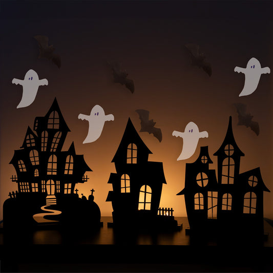 Spooky Halloween House Village Silhouettes (Set of 3) - sh2581ah1