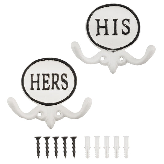 His and Hers Towel Hooks (Set of 2, All-White) - sh2619ah1