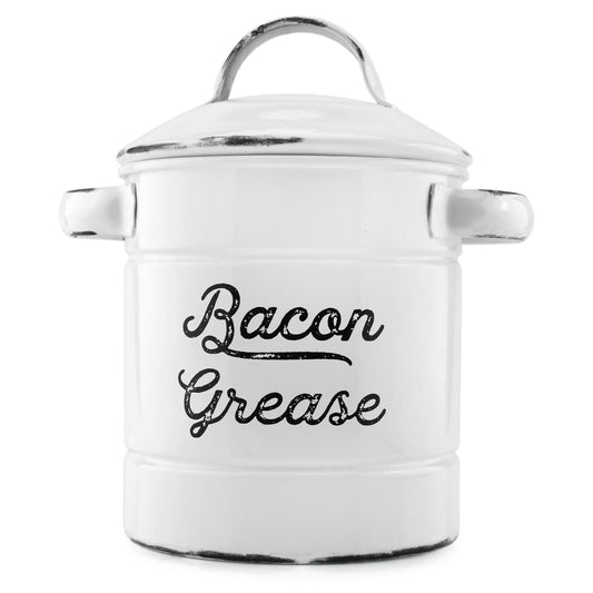 White Enamelware Bacon Grease Container - sh1370ah1rmd