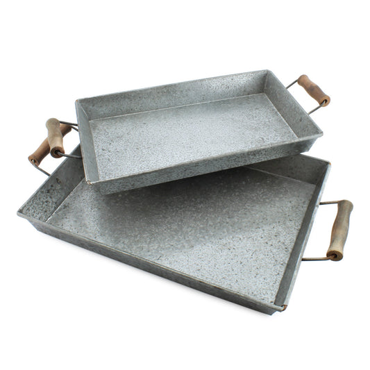 Rustic Metal Trays (Set of 2, Small & Medium)