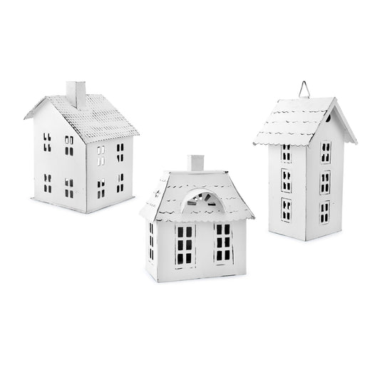 Farmhouse Decor Tin Village Houses (Case of 8 Sets) - SH_1450_CASE