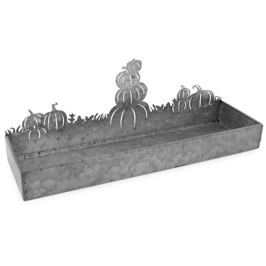Fall Decor Galvanized Tray, Field of Pumpkins Silhouette (Case of 20) - SH_1543_CASE