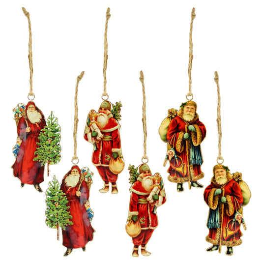 Vintage Santa Christmas Ornaments (3 Designs, 6 Ornaments Total) - sh1592ah1Snta