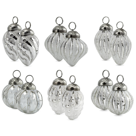 Small Glass Finial Ornaments (Silver White, Case of 16 Sets) - SH_1574_CASE