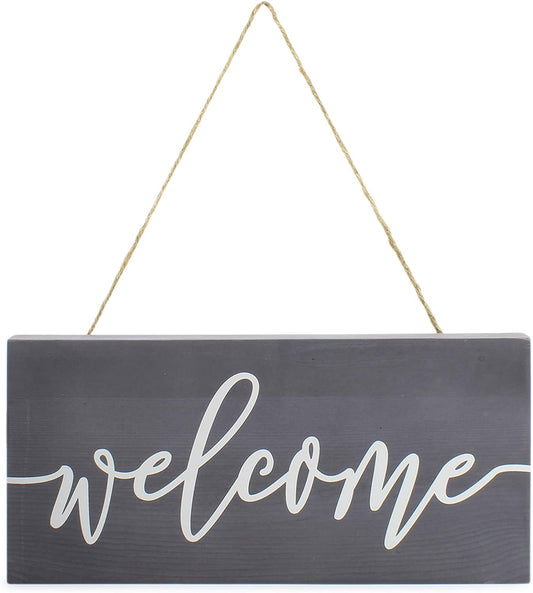 AuldHome Farmhouse Wooden Welcome Sign (Gray, 12x6in) - sh1621ah1Wlcm