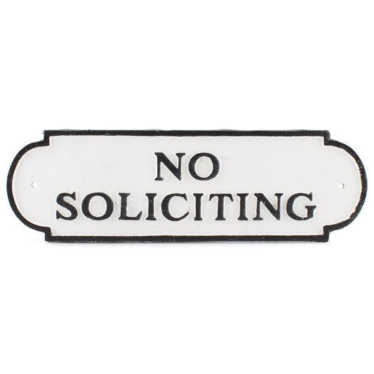 Cast Iron No Soliciting Sign; Rustic Farmhouse Metal Plaque (Case of 12) - SH_1633_CASE