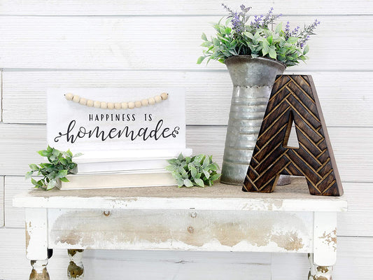 Wood Beaded Sign, Happiness is Homemade, Table/Shelf Freestanding Rustic Farmhouse Sign (Case of 8) - SH_1663_CASE