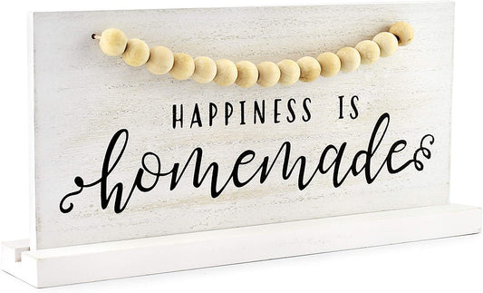 Wood Beaded Sign, Happiness is Homemade, Table/Shelf Freestanding Rustic Farmhouse Sign (Case of 8) - SH_1663_CASE