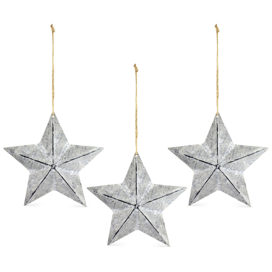Rustic Galvanized Star Ornaments (3-Pack, 7.5 Inch) - sh1677ah1rmd