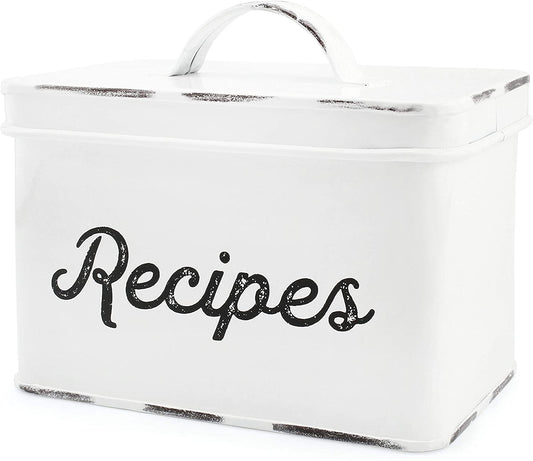 Rustic White Enamelware Recipe Box - sh1698ah1rmd
