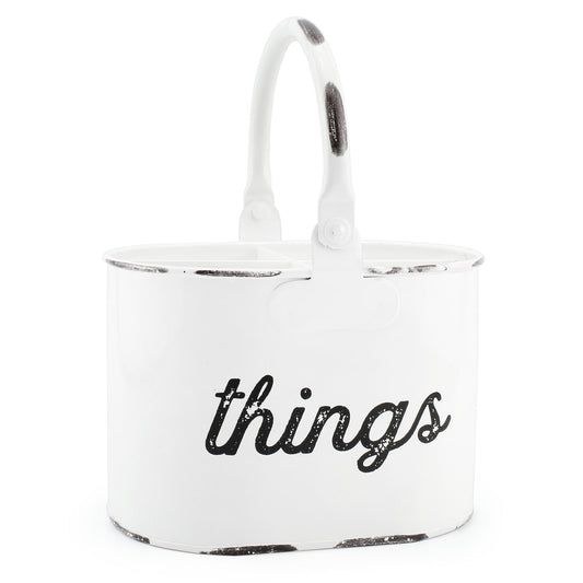 Rustic White Enamelware Things Caddy (Case of 24) - SH_1604_CASE