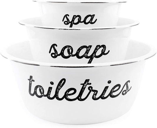 Enamelware Spa Basin Set (Set of 3, White) - sh1610ah1rmd