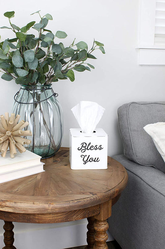 Enamelware Square Tissue Box Cover (White, Case of 24) - SH_1706_CASE