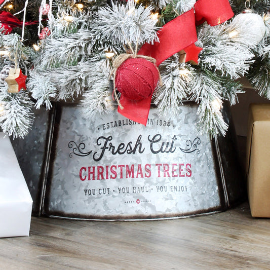 Galvanized Metal Christmas Tree Collar - sh1761ah1Gr29