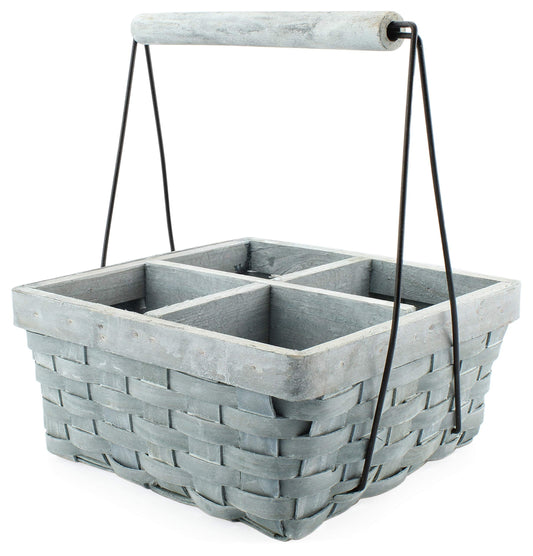 Wood Basket Caddy (Gray Washed, Case of 12) - SH_1791_CASE
