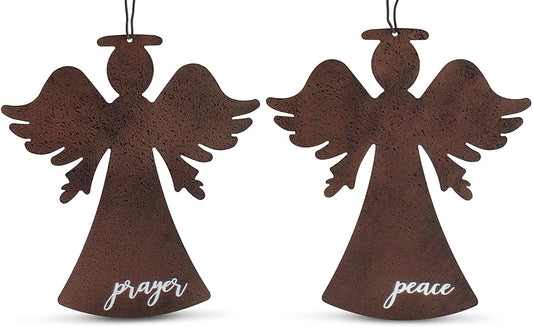 Rustic Angel Christmas Ornaments (Set of 2, Rust Color) - sh1796ah1rlr