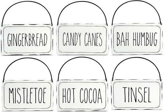 Rustic Signs Christmas Ornaments (White, Case of 12 Sets) - SH_1794_CASE