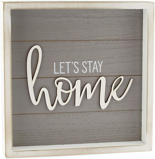 Rustic Home Sign, Lets Stay Home (Gray, Case of 10) - SH_1808_CASE