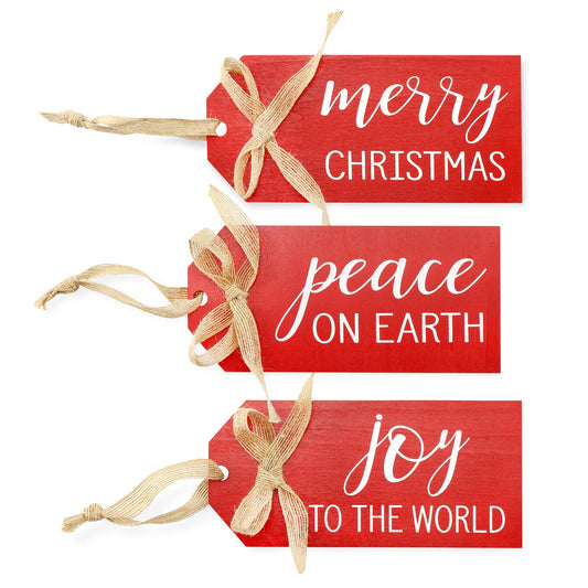Rustic Wood Tag Ornaments (Red, Case of 50 Sets) - SH_1795_CASE