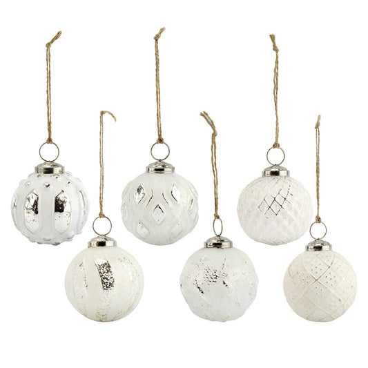 Farmhouse Ball Ornaments (White, Case of 5 Sets) - SH_1785_CASE