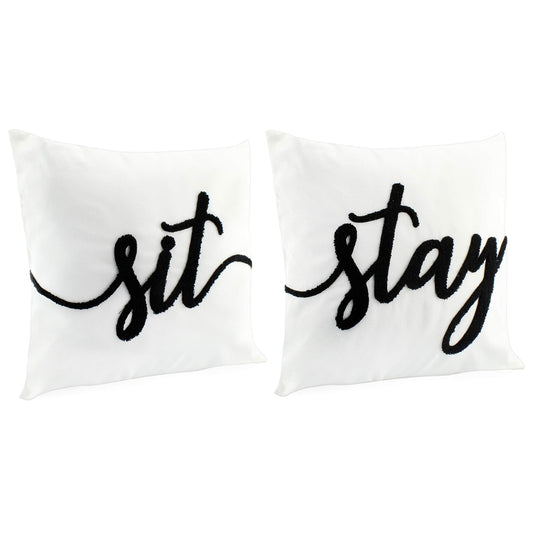 Throw Pillow Covers: Sit and Stay (16-Inch, Set of 2) - sh1894ah1SitStay