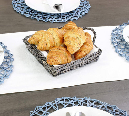 Rustic Willow Basket Trays (Square, Gray, Case of 4 Sets) - SH_1908_CASE