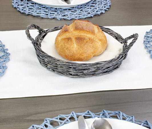 Rustic Willow Basket Trays, Set of 3 (Round, Gray Washed) - sh1916ah1Round