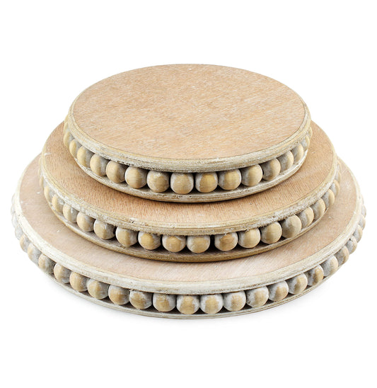 Farmhouse Beaded Pedestal Tiered Stand (3-Piece Set, Unfinished) - sh1888ah1Tier
