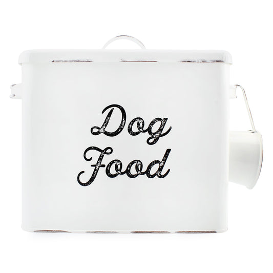 Rustic Dog Food Canister (White) - sh1897ah1Dog