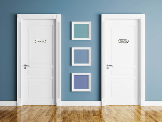 Restroom Door Signs: Ladies and Gents (Case of 24 Sets) - SH_1845_CASE