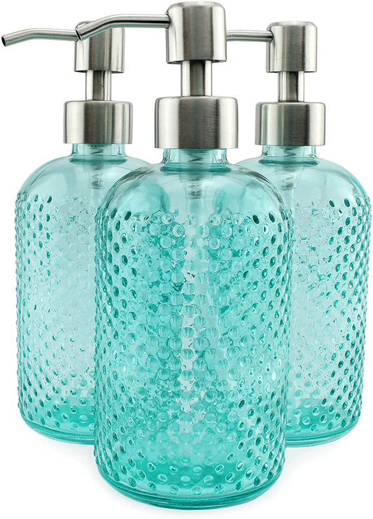 Hobnail Glass Soap Dispenser (Green, 3-Pack) - sh1956ah1Grn