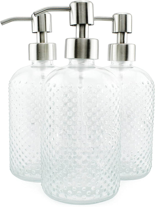 Hobnail Glass Soap Dispenser (Clear, 3-Pack) - sh1959ah1Clr