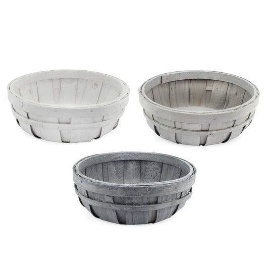 Round Decorative Wood Baskets (Case of 4) - SH_1965_CASE