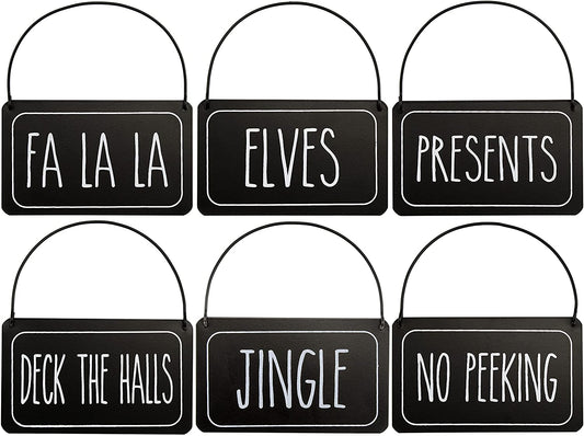 Rustic Signs Christmas Ornaments (Set of 6, Black) - sh1992ah1Blk