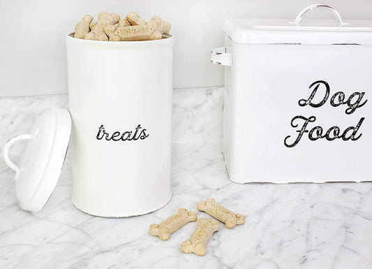 Enamelware Dog Treat Jar (White, Case of 16) - SH_1970_CASE