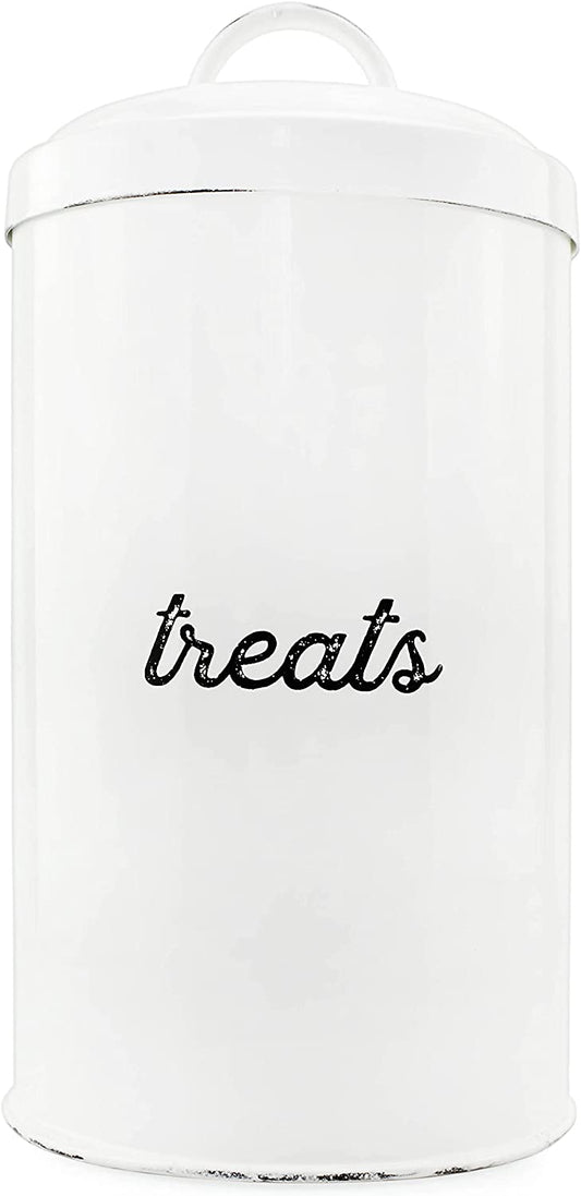 Enamelware Dog Treat Jar (White, Case of 16) - SH_1970_CASE