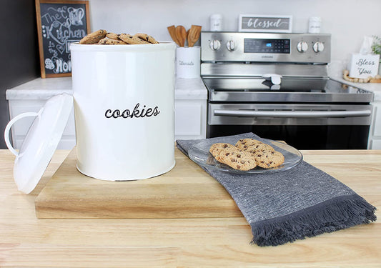 White Enamelware Cookie Jar (Case of 8) - SH_1971_CASE