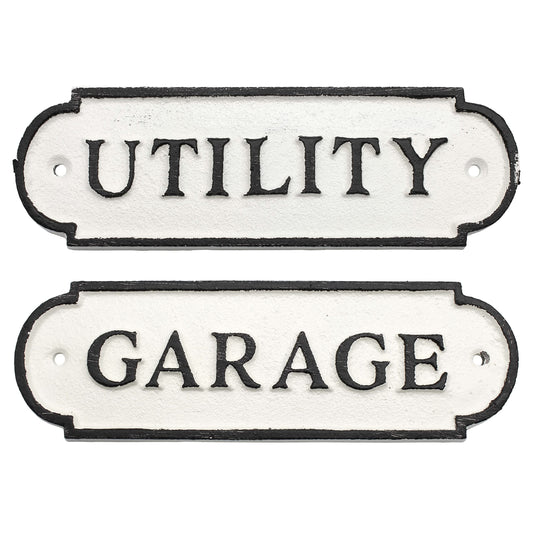 Cast Iron Garage / Utility Signs (Set of 2) - sh1951ah1