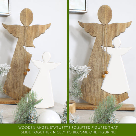 Wood Enamel Nesting Angel Statue - sh2041ah1