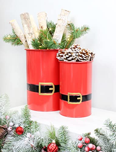 Santa Christmas Greenery Buckets (Red, Case of 8 Sets) - SH_2018_CASE
