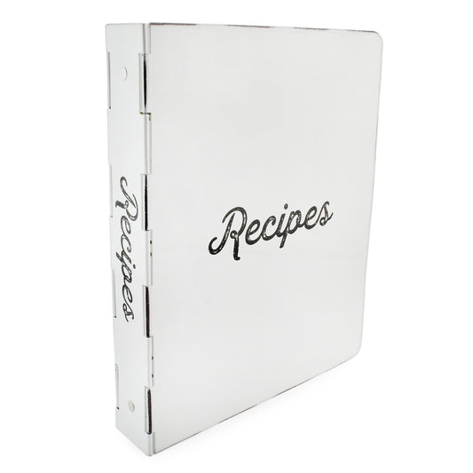 Enamelware Cookbook Recipe Binder (White)