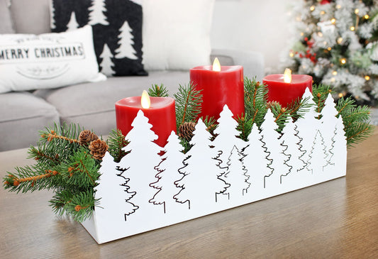 Christmas Tree Galvanized Tray (White, Case of 10) - SH_2049_CASE
